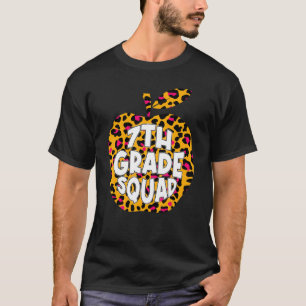 First Day School 7th Grade Squad Leopard Back Scho T-Shirt