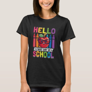 First Day School For Boys Girls Hello School Red A T-Shirt
