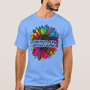 First Day School Leopard Sunflower Lunch Lady Back T-Shirt