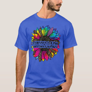 First Day School Leopard Sunflower Lunch Lady Back T-Shirt