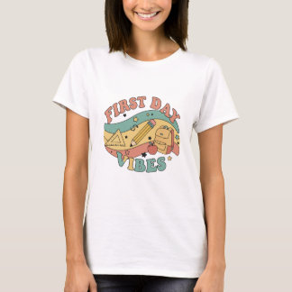 First Day Vibes Retro 70s Back to School T-Shirt