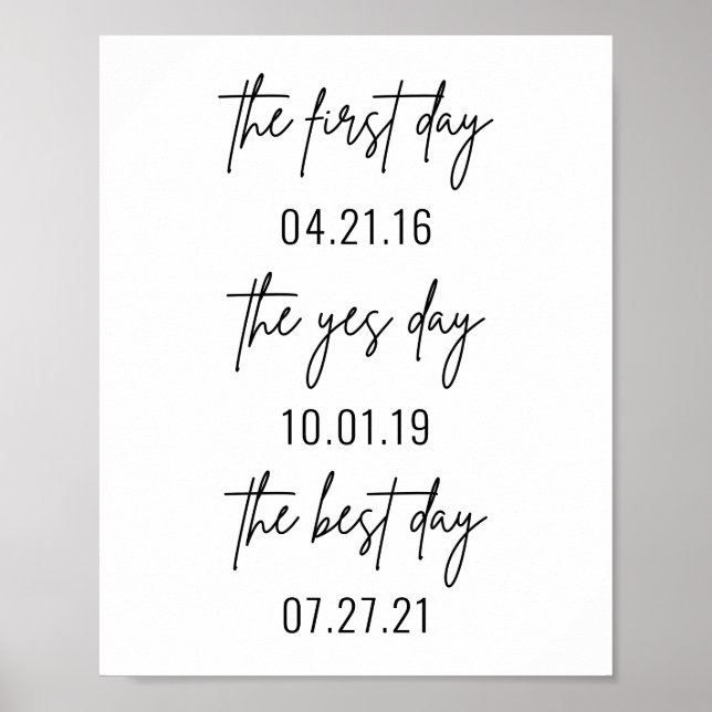 First Day Yes Day Best Day Wedding Poster (Front)