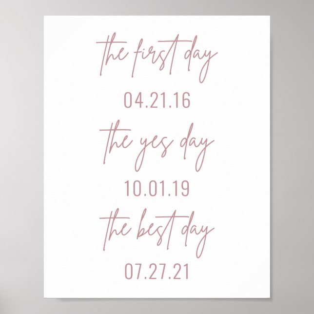 First Day Yes Day Best Day Wedding Poster (Front)