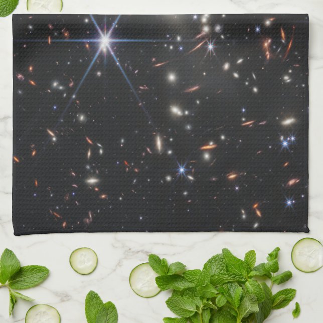 First Deep Field of Universe from James webb Tea Towel (Folded)