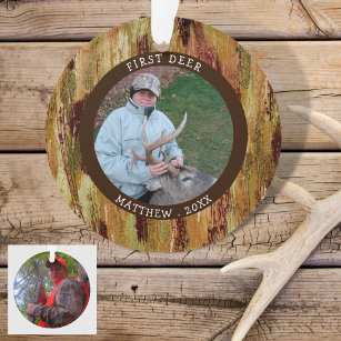 FIRST DEER Hunting Photo Camouflage Personalised Ornament