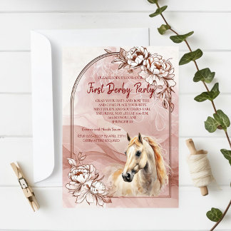First Derby Party Invitation with Floral Design an