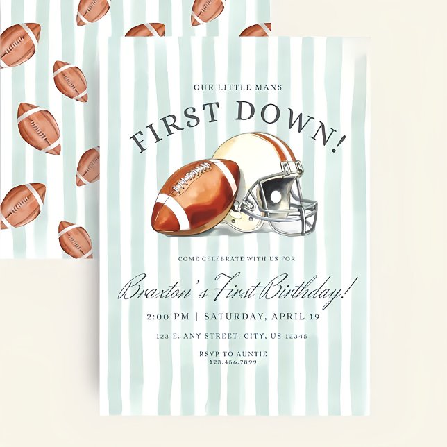 First Down Birthday Evite, Editable Football Invit Invitation (Creator Uploaded)