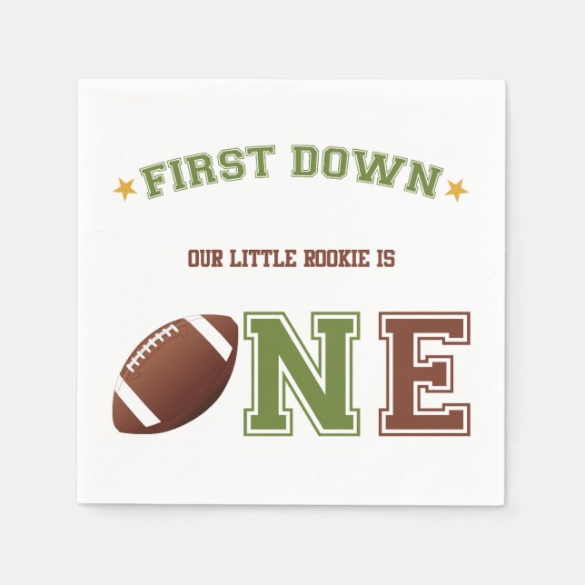 First Down First Birthday Football Napkin (Front)