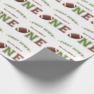 First Down First Birthday Football Wrapping Paper