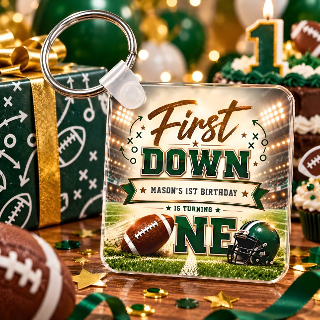 First Down Turning One Personalised Keychain (Creator Uploaded)
