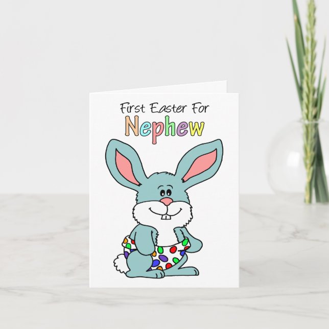 First Easter For Nephew Cute Bunny Card (Front)