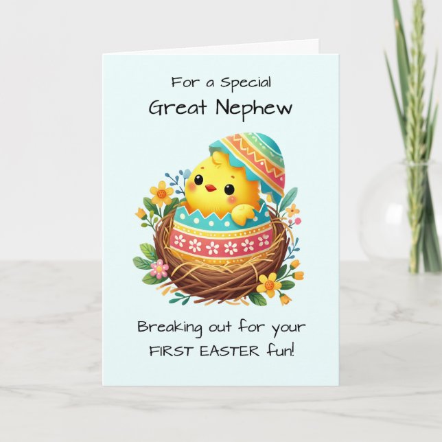 First Easter Great Nephew Easter Chick Breaking Card (Front)