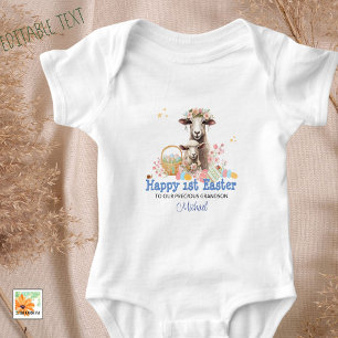  First Easter outfit for baby Lamb with name Bodysuit