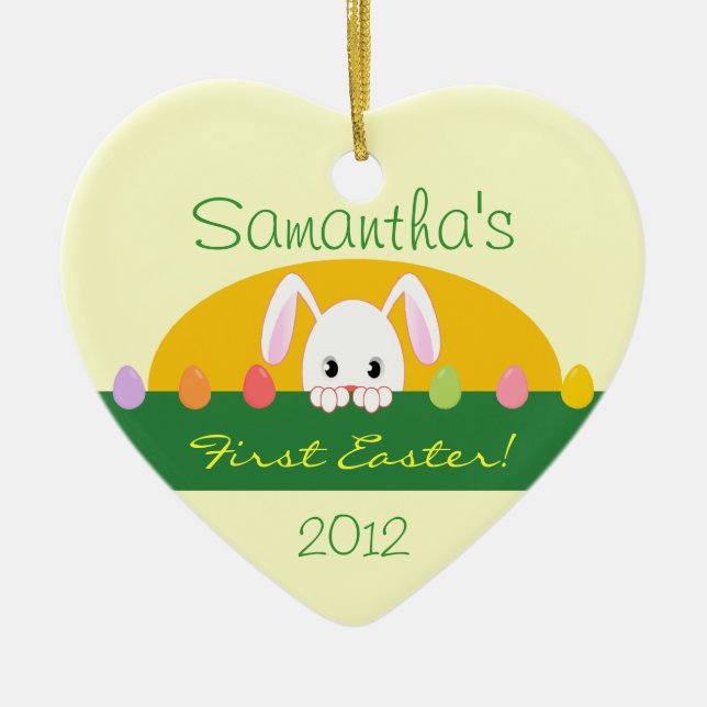 First Easter Peeking Bunny Personalised Ornament (Front)