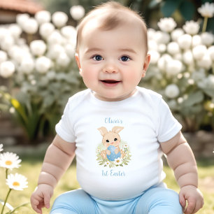 First Easter Personalised Baby Boy Bunny Egg Blue Bodysuit