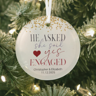 First Engaged To Be Married  Glass Tree Decoration