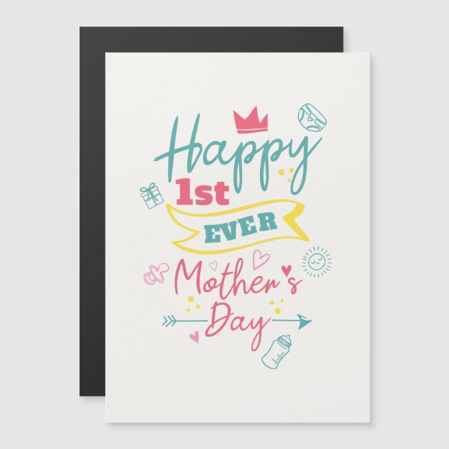First Ever Mothers Day Cute Bright New Mum  (Front/Back)
