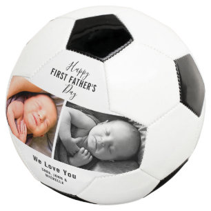 First Father’s Day 2 Photo Baby New Dad Name Football