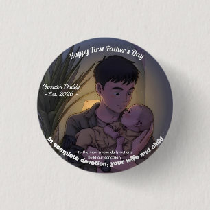 First Father’s Day Anime Style Night  3 Cm Round Badge