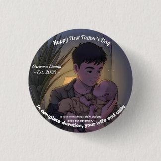 First Father’s Day Anime Style Night 3 Cm Round Badge