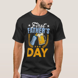 First Father s Day  Beer Baby Bottle Dad Daddy Men T-Shirt