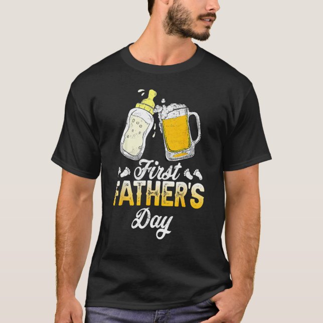 First Father s Day  Beer Baby Bottle Daddy 2023 Da T-Shirt (Front)