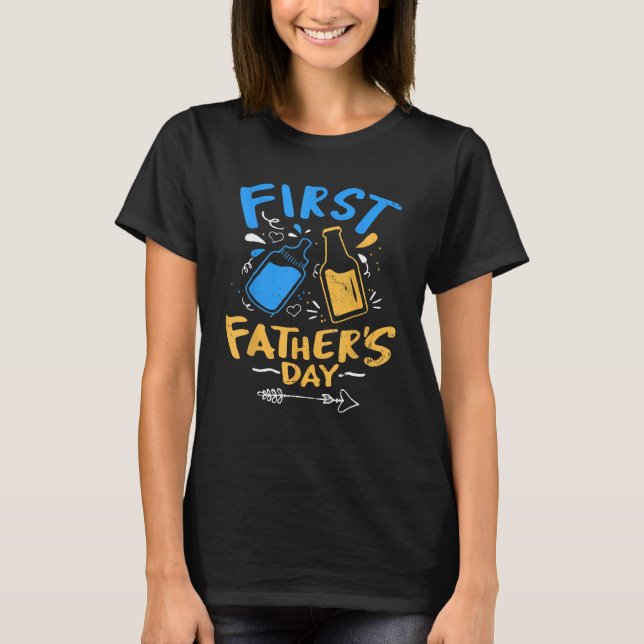 First Father s Day  Beer Baby Bottle Daddy 2023 Vi T-Shirt (Front)