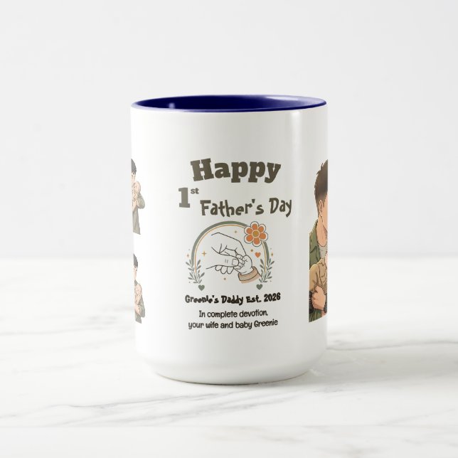 First Father’s Day Daddy est 2026 Anime Style Mug (Center)