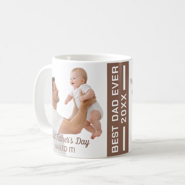 First Father’s Day Nailed It Personalised Keepsake Coffee Mug (Front Left)