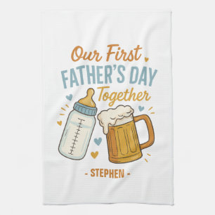 First Father’s Day Together – Beer & Baby Bottle Tea Towel