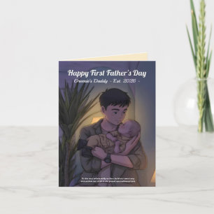 First Father’s Day Whimsical Anime Style Night Holiday Card