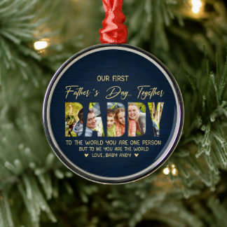 First Father’s Day with Daddy – Custom Photo Gift Metal Tree Decoration