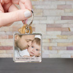 First Fathers Day 2023  Custom Dad and Baby Photo Key Ring<br><div class="desc">Create your own unique photo keychain for the new dad's first father's day. A perfect opportunity to add a photo of dad and baby, just baby or all the family, as a lovely keepsake and a timeless treasure to enjoy every day. The template is set up ready for you to...</div>