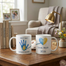 First Father's Day 2026 Blue Watercolor Handprint