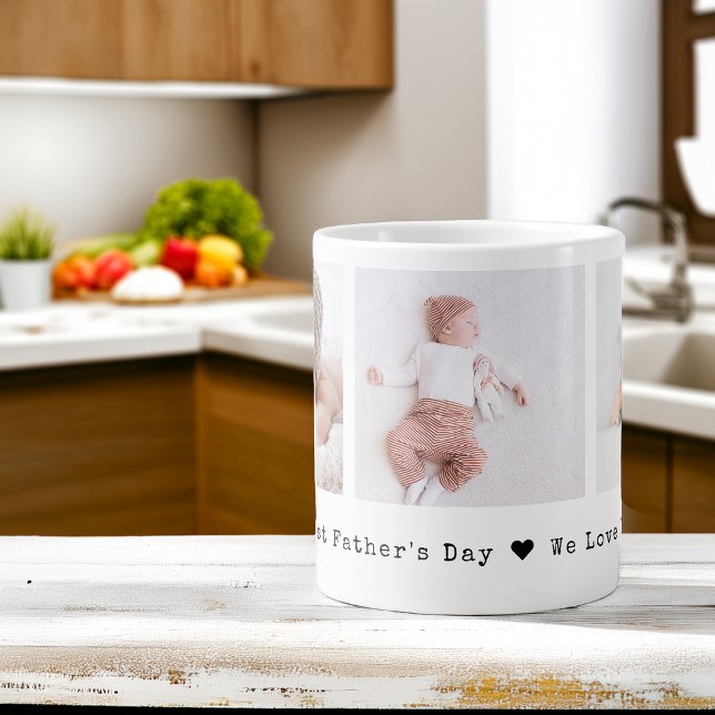 First Father's Day 3 Photos Large Coffee Mug (First Father's Day 3 Photos Giant Coffee Mug)