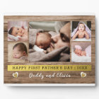  First Father's Day 5 Photo Collage Rustic Wood
