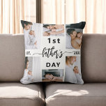First Father's Day 6 Photo Collage Cushion<br><div class="desc">Celebrate the joy of a new dad's first Father's Day with the "First Father's Day" 6 Photo Collage Throw Pillow, a heartfelt and personalised gift. This custom throw pillow features a beautifully arranged collage of six cherished photos, capturing unforgettable moments from his journey into fatherhood. Surrounding the photos is the...</div>