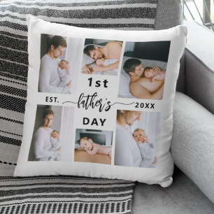 First Father's Day 6 Photo Collage Cushion
