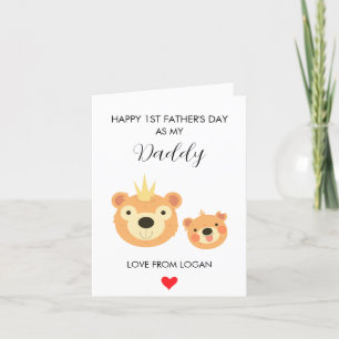 First Father's Day As My Daddy Custom Cute Bear Holiday Card