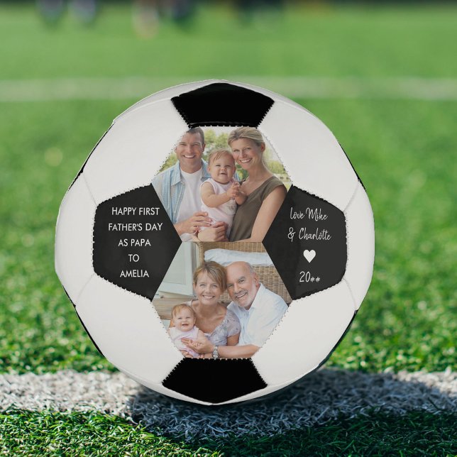 First Fathers Day as Papa 2 Photo Personalised Football (Creator Uploaded)
