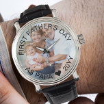 First Fathers Day as Papa Personalised Photo Watch<br><div class="desc">Personalised photo watch for Papa's first father's day (or personalise for anything you want!). The template is set up for you to add your own photo and you can also edit all of the text if you wish. The wording sits on a semi-transparent border overlay above your photo. The sample...</div>