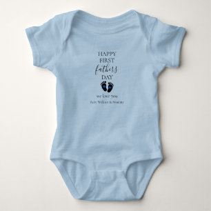 First Father's Day – Baby Footprints & Blue Hearts Bodysuit
