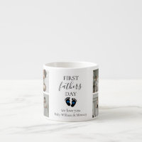 First Father's Day – Baby Footprints & Blue Hearts