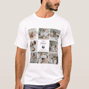 First Father's Day – Baby Footprints & Blue Hearts T-Shirt