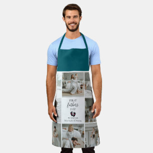 First Father's Day – Baby Footprints & Pink Hearts Apron
