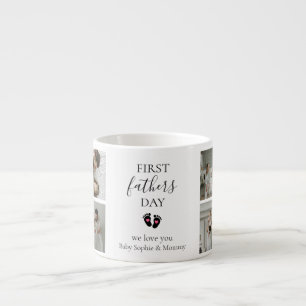 First Father's Day – Baby Footprints & Pink Hearts Espresso Cup