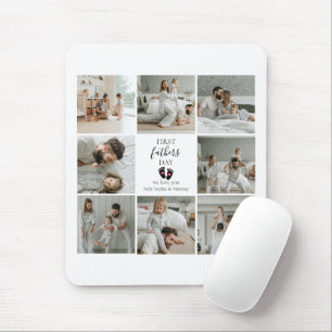 First Father's Day – Baby Footprints & Pink Hearts Mouse Mat