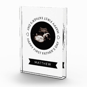 First Father's Day Baby Sonogram Heart  Photo Block