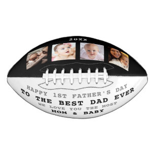 First Father's Day Best Dad Ever 4 Photo Collage American Football