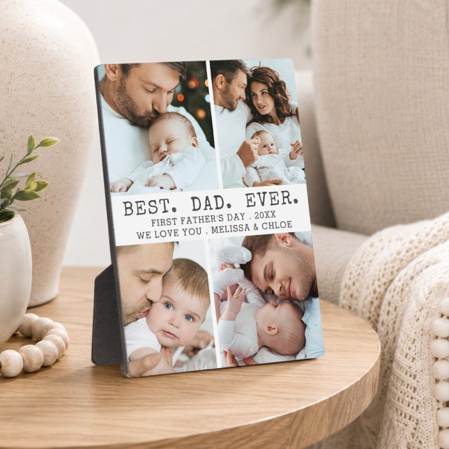 First Fathers Day BEST DAD EVER 4 Photo Collage Plaque (Creator Uploaded)